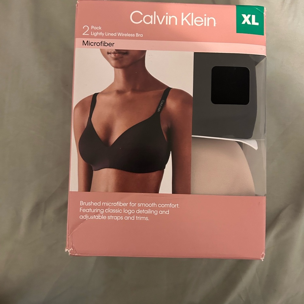 Calvin Klein Black and Pink Wireless Bra Set